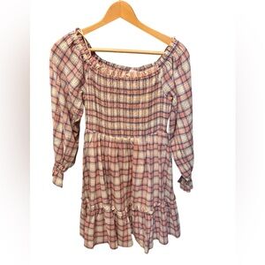 PROMESA SMALL ✨ Plaid smocked dress short excellent condition